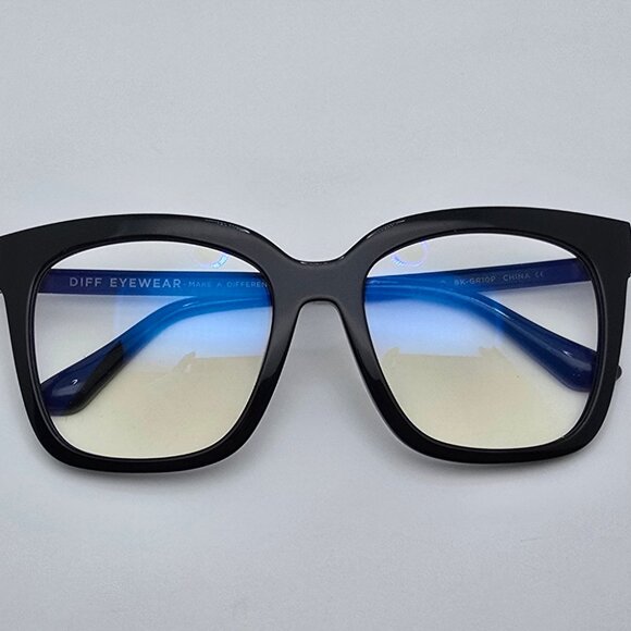 Diff Eyewear Bella Black Frame Blue Light Blocking Lens Oversized Glasses 56mm - Picture 14 of 16